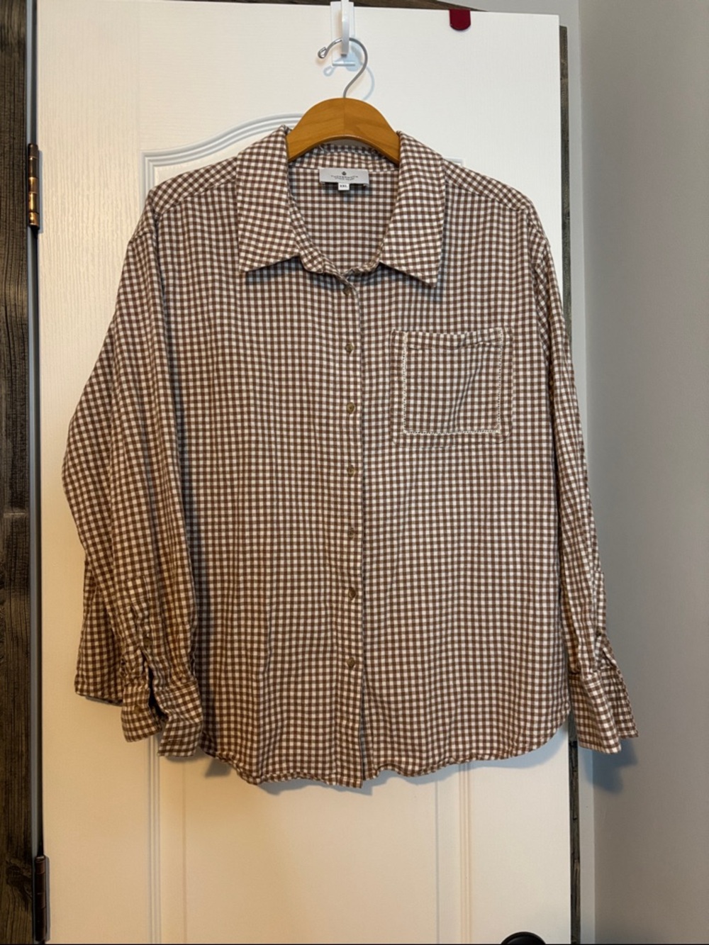 Tuckernuck Gingham Button-Down in Brown and White size xxl